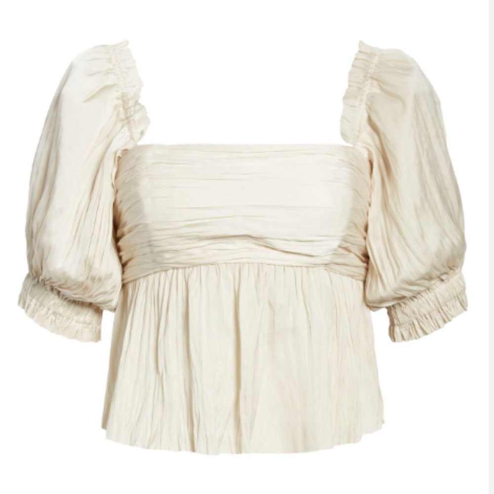 FRAME Puff Sleeve Empire Waist Blouse NWOT